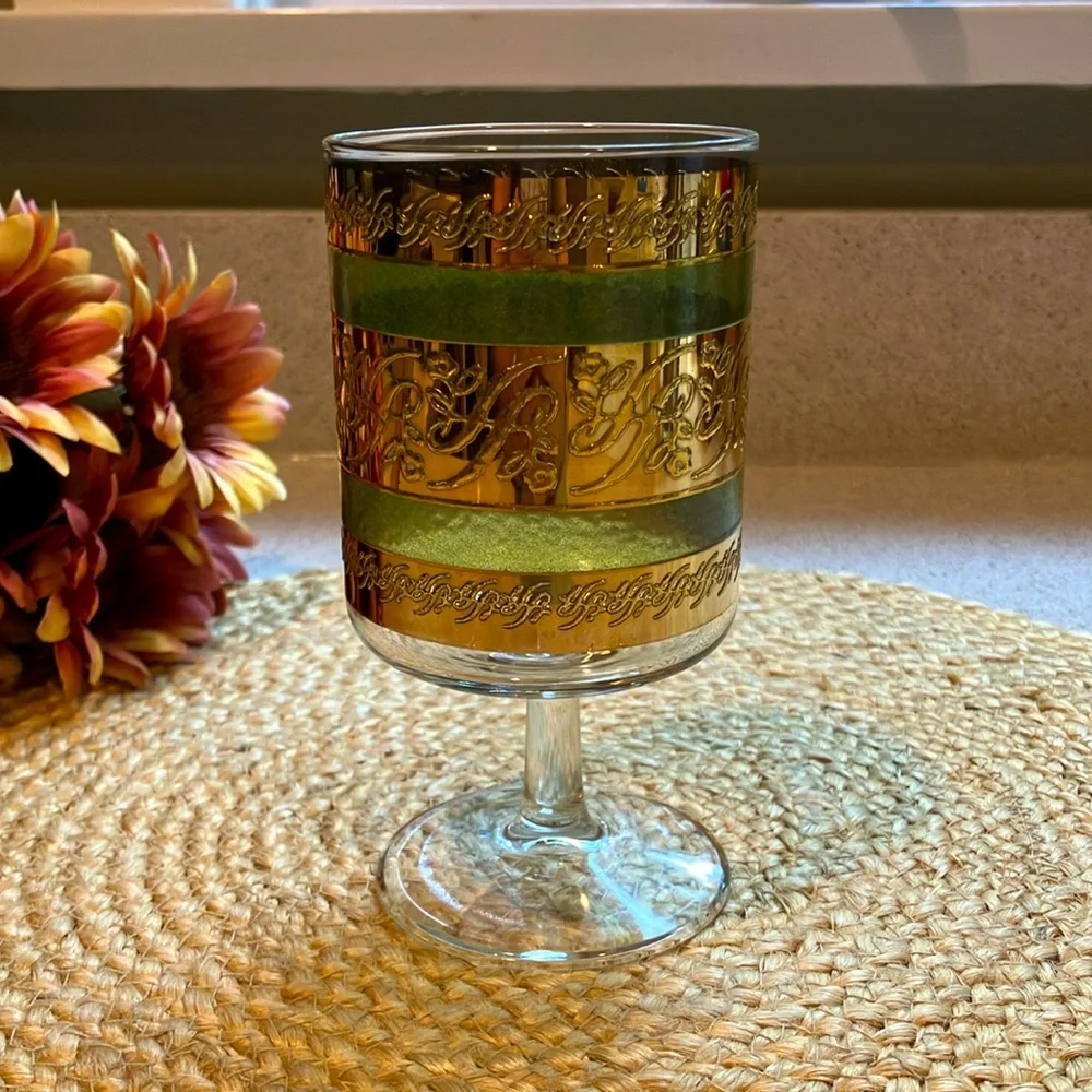 Vintage Culver Starlyte Green Wine/Water Glass Goblet